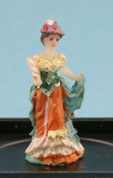 Dollhouse Miniature Victorian Lady Figurine (Tangerine & Blue)